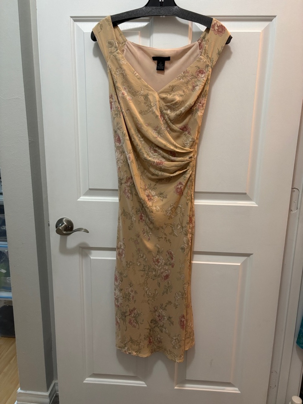 The Limited Silk PINK  Floral Draped Midi Dress in Pale Pink - Women